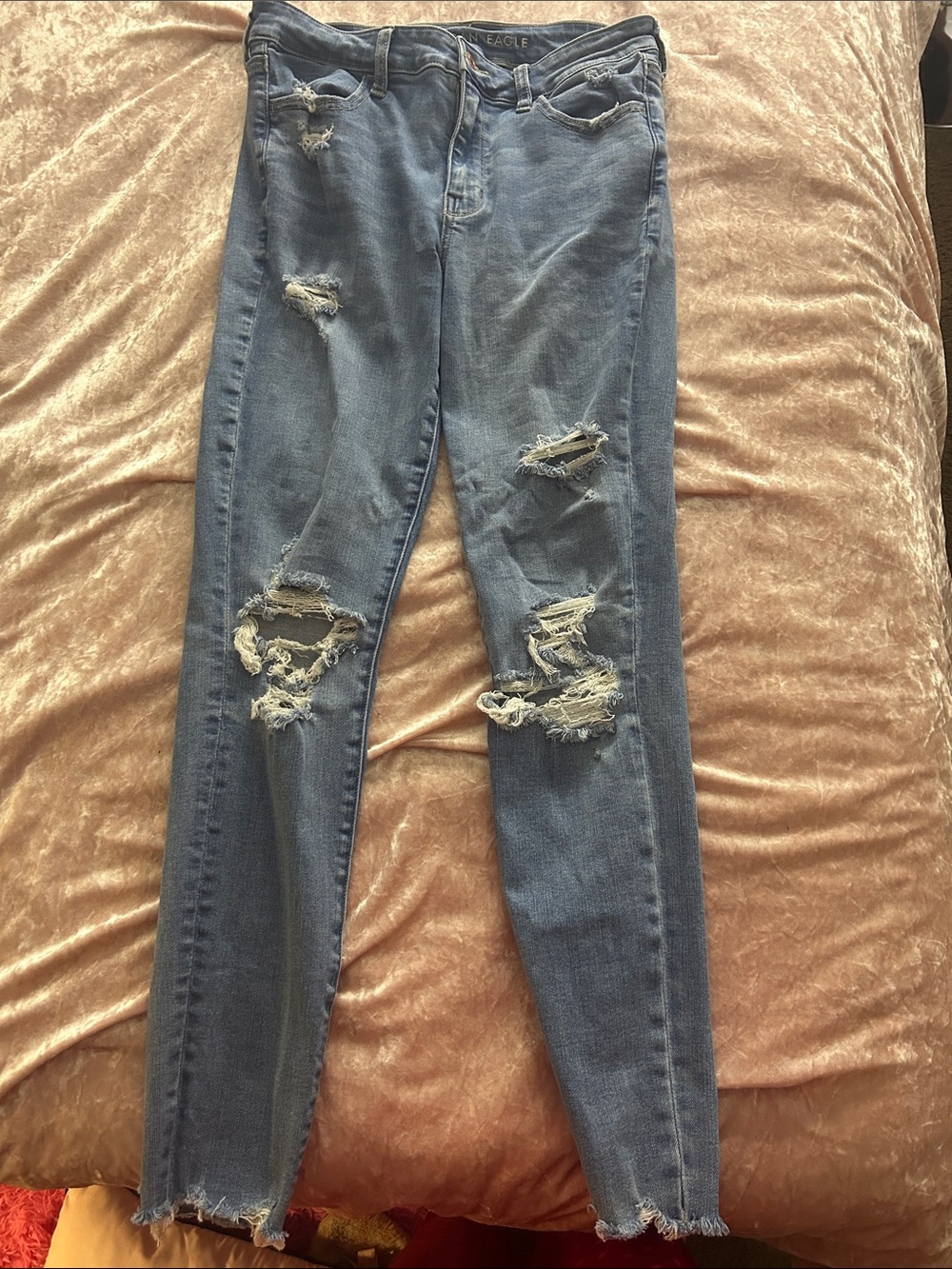 American Eagle Outfitters Light Blue Ripped Skinny Jeans